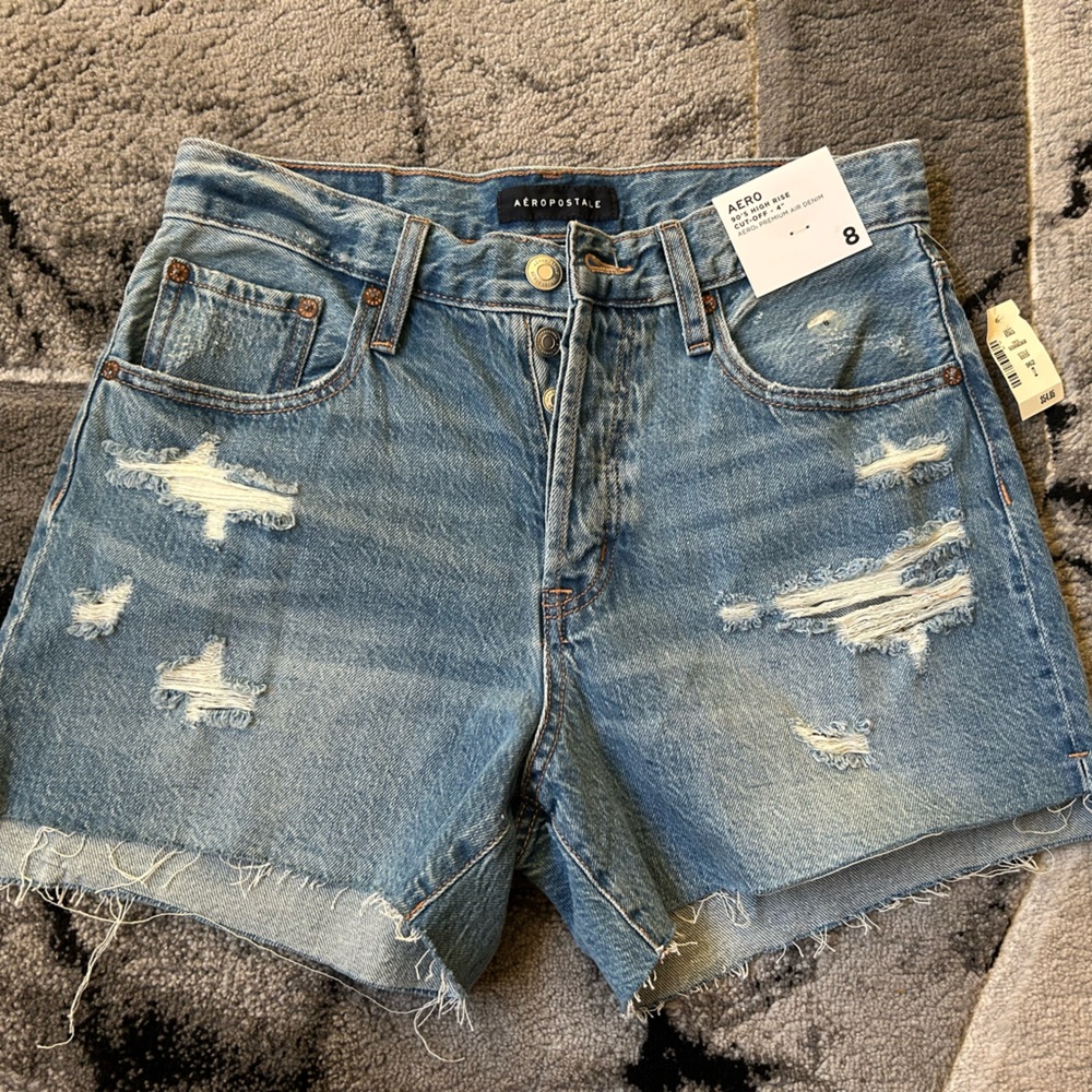 Aeropostale Distressed Blue Denim Shorts